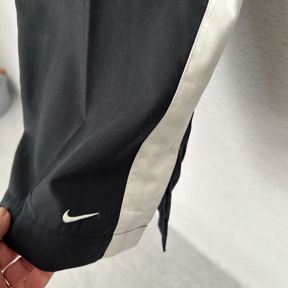 Nike Track Pants Women S Black White Stripe Slit Swoosh Athleisure Comfy Vintage - Picture 8 of 10